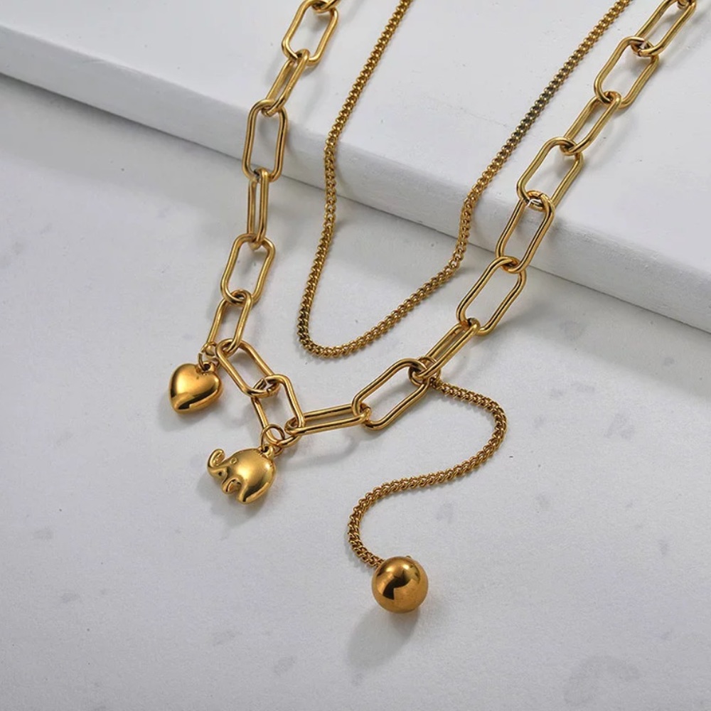 🆕Elephant chain stainless steel gold plated necklace jewelry